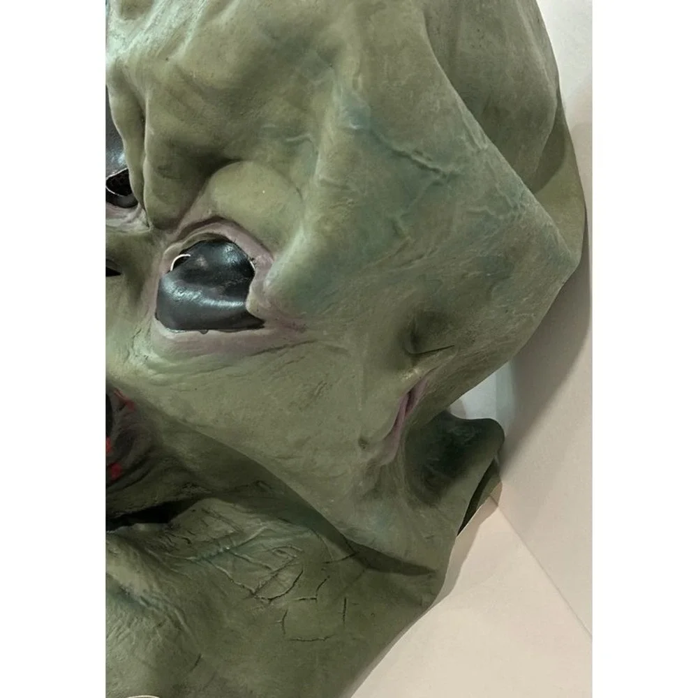 Zombie Monster Rubberized Teeth Green Blood Pointy Ears Costume Mask Adult Latex